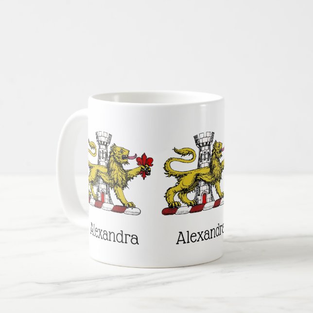 Lion Tower Fleur de Lis Crest Emblem C Coffee Mug (Front Left)