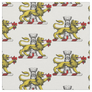 Lion Tower Fleur de Lis Crest Emblem C Fabric