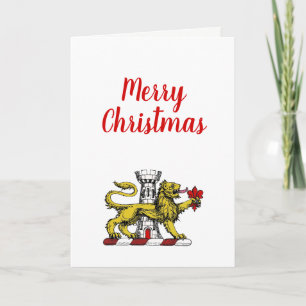 Lion Tower Fleur de Lis Crest Emblem C Holiday Card