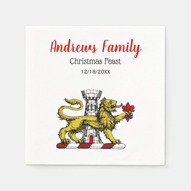 Lion Tower Fleur de Lis Crest Emblem C Napkin (Front)