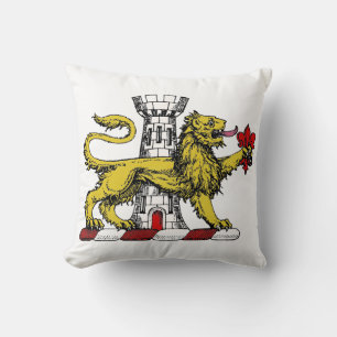 Lion Tower Fleur de Lis Crest Emblem C Throw Pillow