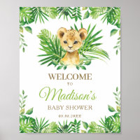 Lion Tropical Greenery Baby shower Affiche de bien
