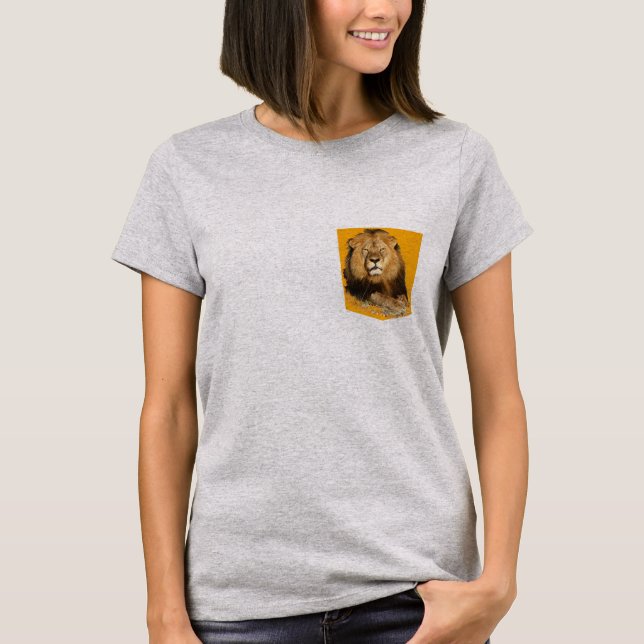 lion tshirt pocket design memory of cecil the lion (Front)