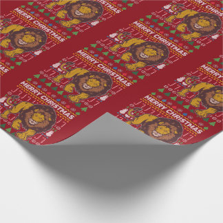 Lion Ugly Christmas Sweater Wrapping Paper