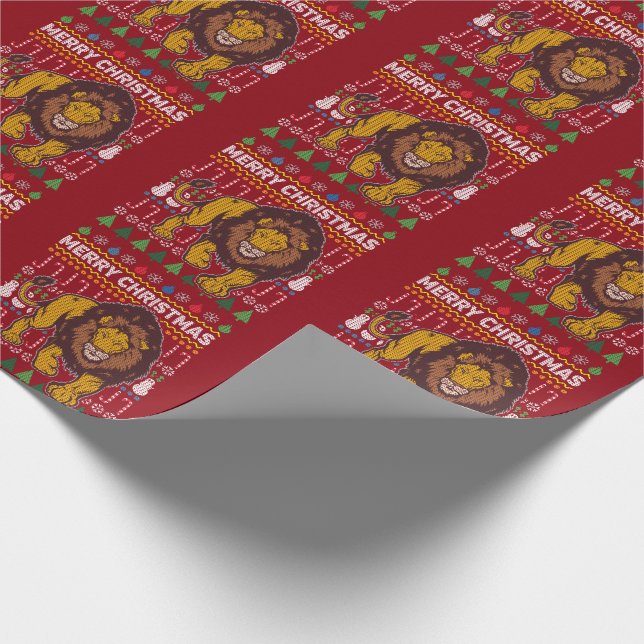 Lion Ugly Christmas Sweater Wrapping Paper (Corner)