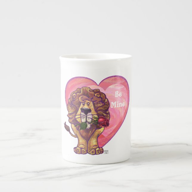 Lion Valentine's Day Bone China Mug (Front)