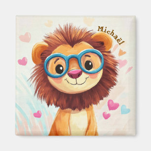 Lion Valentine's Day Heart Badge Kids School Magnet