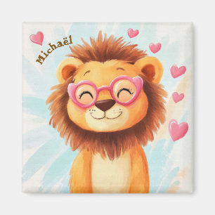 Lion Valentine's Day Heart Kids School Magnet