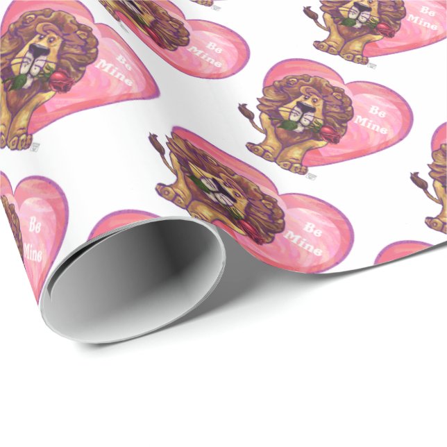 Lion Valentine's Day Wrapping Paper (Roll Corner)