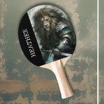 Lion Warrior Monogram Name Ping Pong Paddle<br><div class="desc">This design was created though digital art. It may be personalized in the area provided or customizing by choosing the click to customize further option and changing the name, initials or words. You may also change the text colour and style or delete the text for an image only design. Contact...</div>