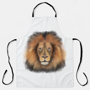 lion watercolor Leo king safari animal jungle cat  Apron