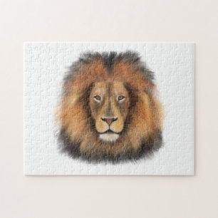 lion watercolor Leo king safari animal jungle cat  Jigsaw Puzzle