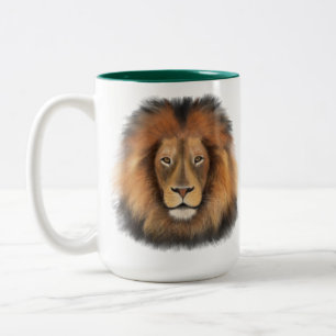lion watercolor Leo king safari animal jungle cat  Two-Tone Coffee Mug