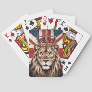 Lion Wearing a Crown British Flag Playing Cards