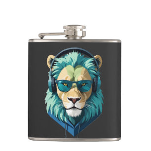 Lion Wearing Hoodie Funny Cool Animal Character  Hip Flask