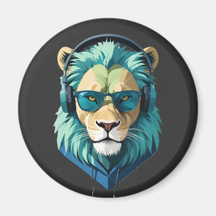 Lion Wearing Hoodie Funny Cool Animal Character Magnet