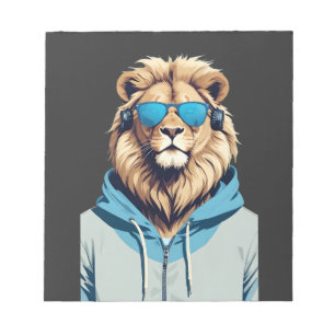 Lion Wearing Hoodie Funny Cool Animal Character  Notepad