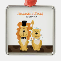 Lion Wedding Couple Custom Ornament
