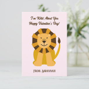 Lion Wild About You Valentine's Day Kids Card