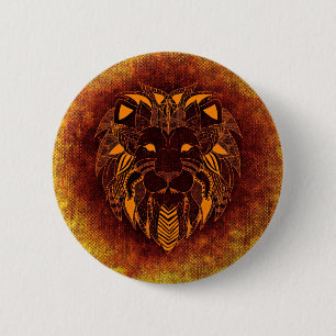 Lion wild animal abstract 2 inch round button
