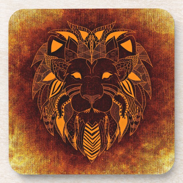 Lion wild animal abstract coaster (Front)