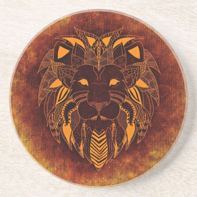 Lion wild animal abstract coaster (Front)