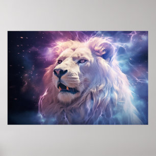 Lion Wild Animal Majestic Wilderness Surrealist Poster