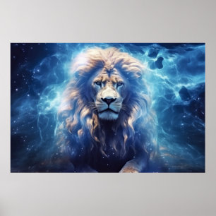 Lion Wild Animal Majestic Wilderness Surrealist Poster