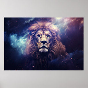 Lion Wild Animal Majestic Wilderness Surrealist Poster