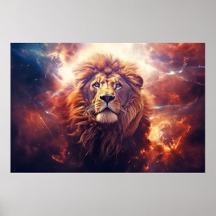 Lion Wild Animal Majestic Wilderness Surrealist Poster