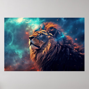 Lion Wild Animal Majestic Wilderness Surrealist Poster