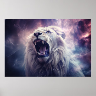 Lion Wild Animal Majestic Wilderness Surrealist Poster