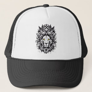 Lion Wild Animal Nature Illustration Art Tattoo Trucker Hat