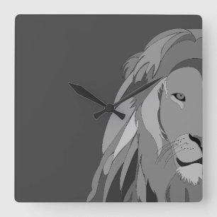 Lion Wild Animal Square Wall Clock