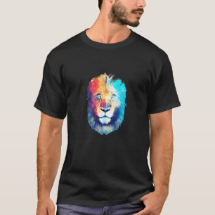 Lion Wild Nature Animal Colours Art Paint T-Shirt