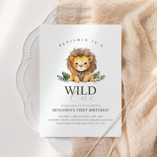 Lion Wild One Birthday Invitation