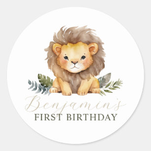 Lion Wild One Birthday Stickers