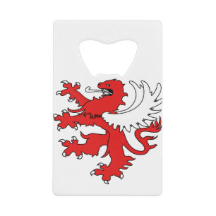 Lion Wings Stand Symbol Power Tongue Claws Red Credit Card Bottle Opener