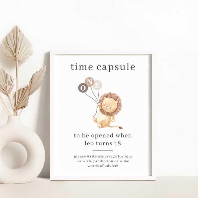 Lion with 3 Brown Balloons Time Capsule Poster (Creator Uploaded)