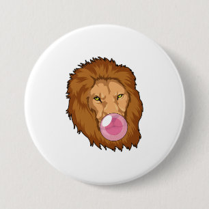 Lion with Bubble gum 3 Inch Round Button