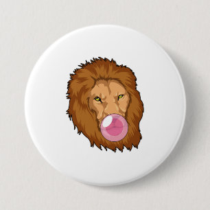 Lion with Bubble gum 3 Inch Round Button