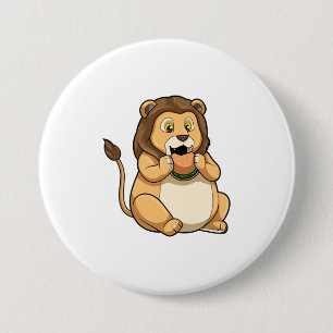 Lion with Burger 3 Inch Round Button