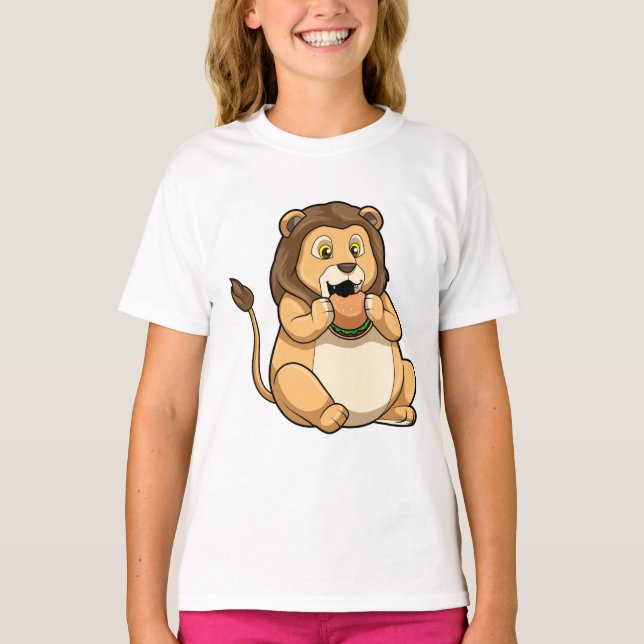 Lion with Burger T-Shirt (Front)