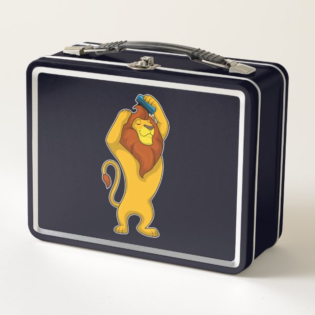 Lion with Comb Metal Lunch Box (Front)