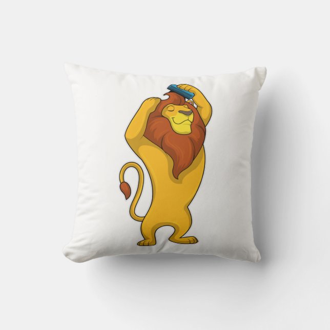 Lion with Comb Throw Pillow (Front)