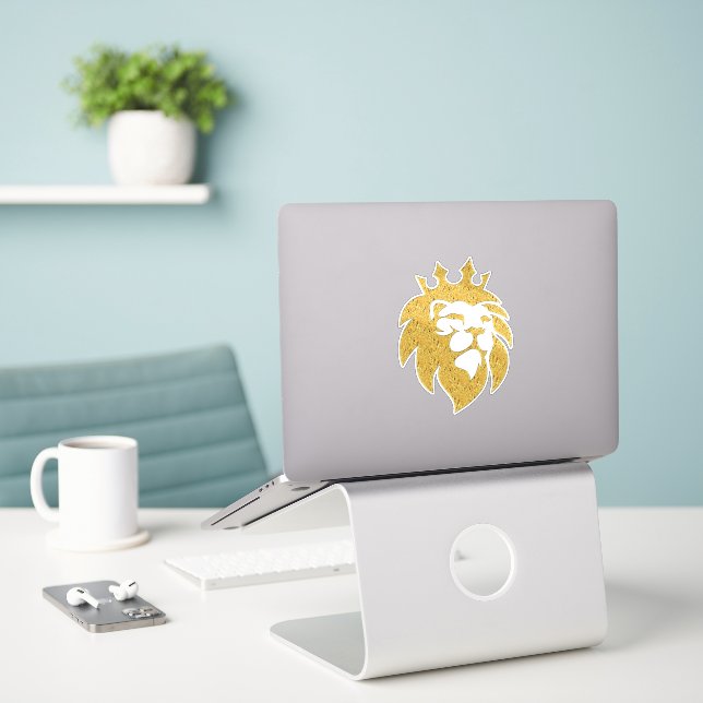 Lion With Crown - Gold Style 1 (Laptop On Desk)