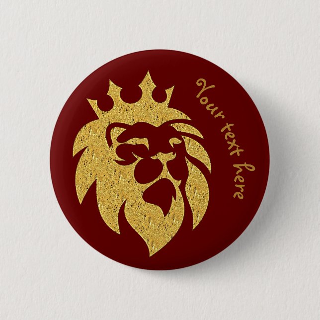 Lion With Crown - Gold Style 1 2 Inch Round Button (Front)
