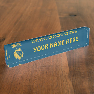 Lion With Crown - Gold Style 1 Nameplate
