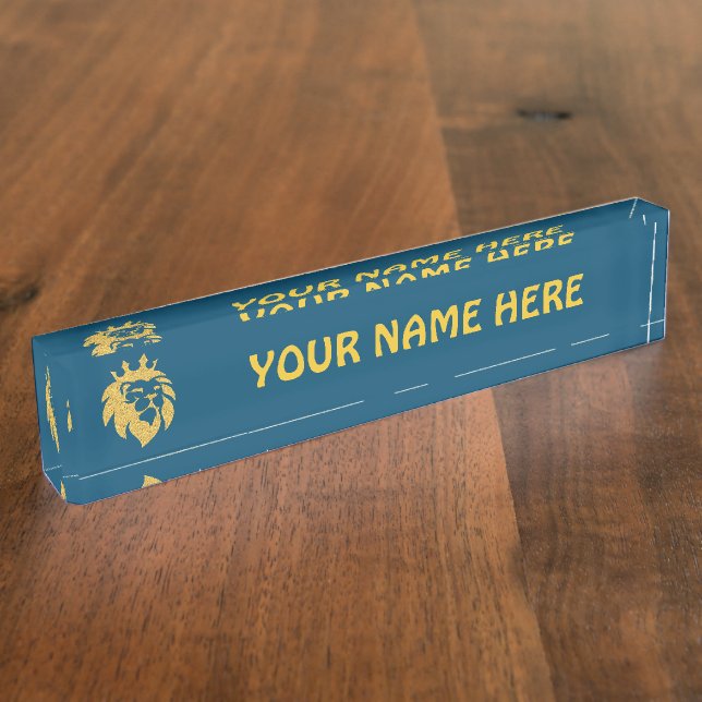 Lion With Crown - Gold Style 1 Nameplate (Side)