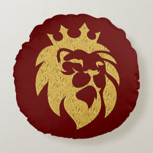 Lion With Crown - Gold Style 1 Round Pillow